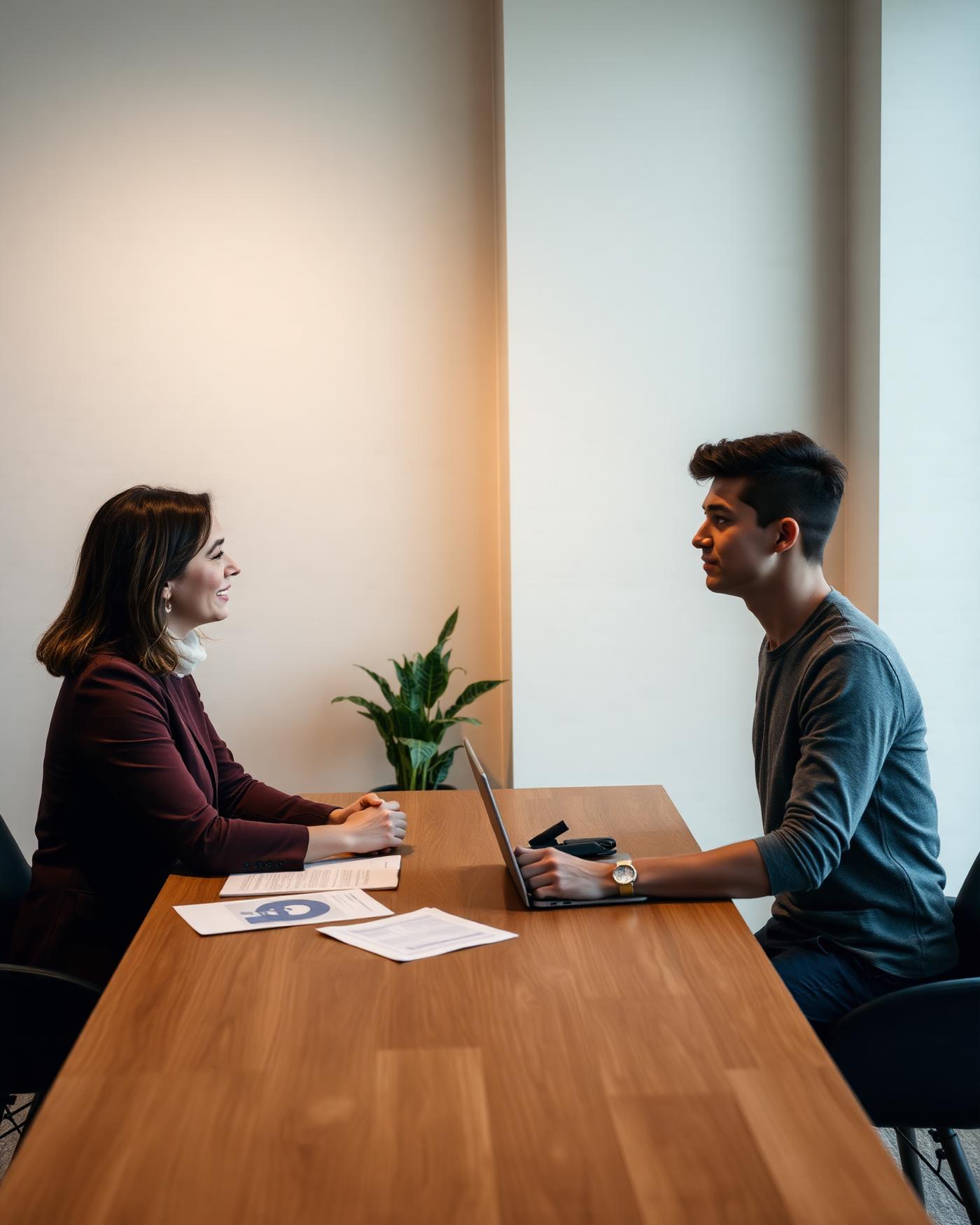 A mentor in conversation with a student
