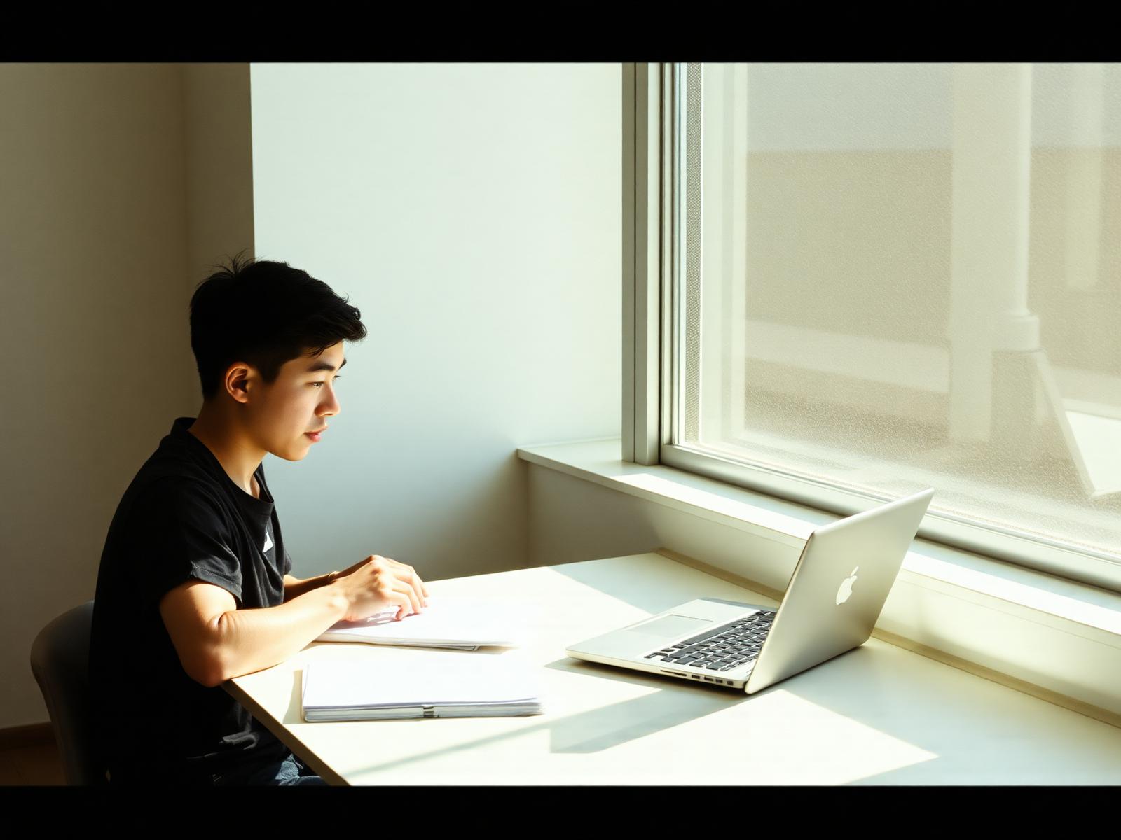 A student reviewing academic and funding information