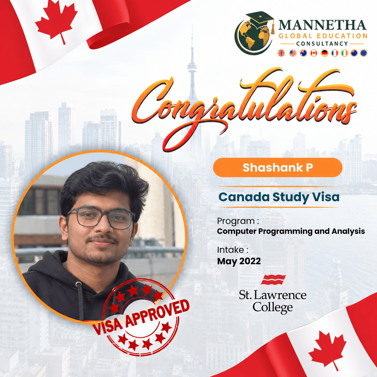Shashank P Canada study visa approval